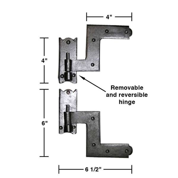 Black Wrought Iron Shutter Lift Off Pintle Hinges 6 1/2" L' Colonial